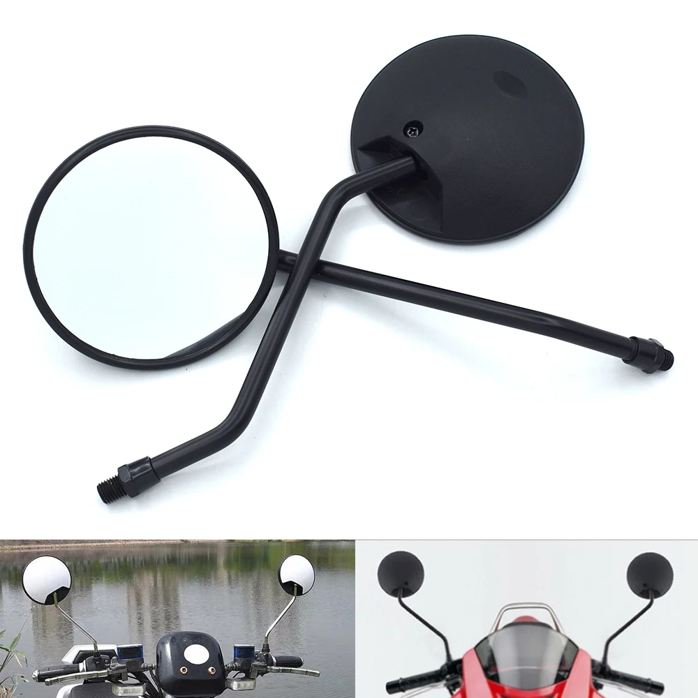 Universal Motorcycle Rearview Mirrors 10mm Round Mirrors black For KAWASAKI Z800 Z900 Z1000 For BMW R1200R R1200GS F800GS G310R