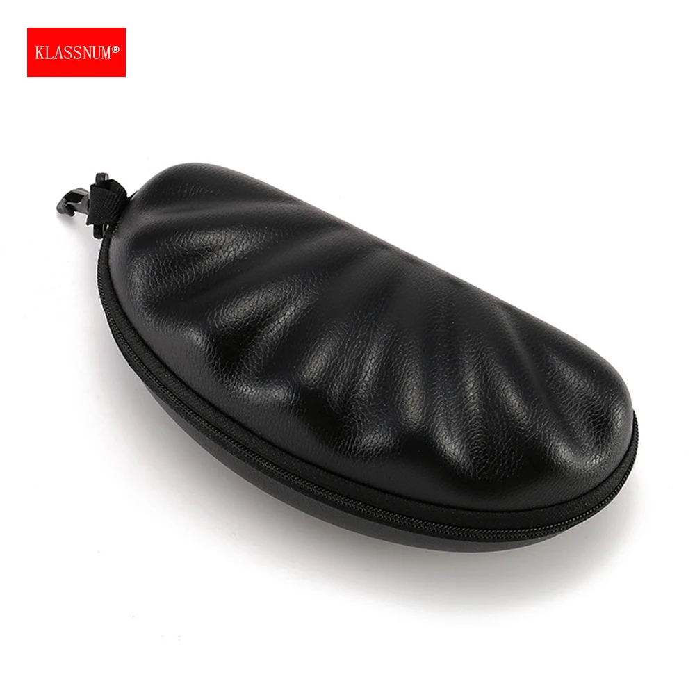 

KLASSNUM Trendy Black PU Leather Shell Sunglasses Case Reading Glasses Bag Luxury EVA Zipper Box Eyeglass Case Glasses Pouch
