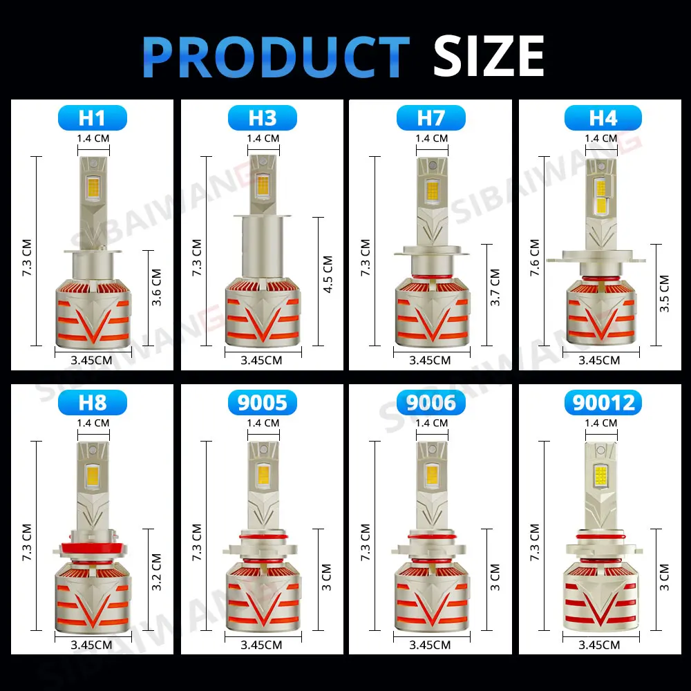 H7 H1 H4 LED Car Headlight Bulbs 9005 HB3 9006 HB4 led Lamp 6500K White 90012 HIR2 H11 Bigger Copper Tube LED Car Bulb 12V