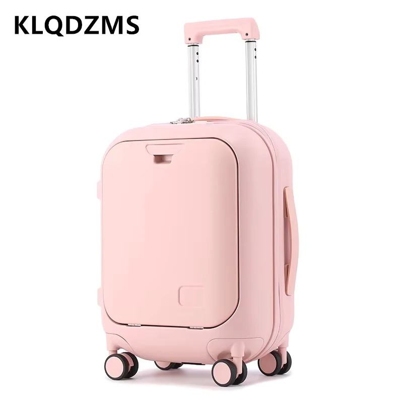 

KLQDZMS 18"20"24Inch Travel Suitcase Front Opening Laptop Boarding Case Multifunctional Trolley Case USB Charging Luggage