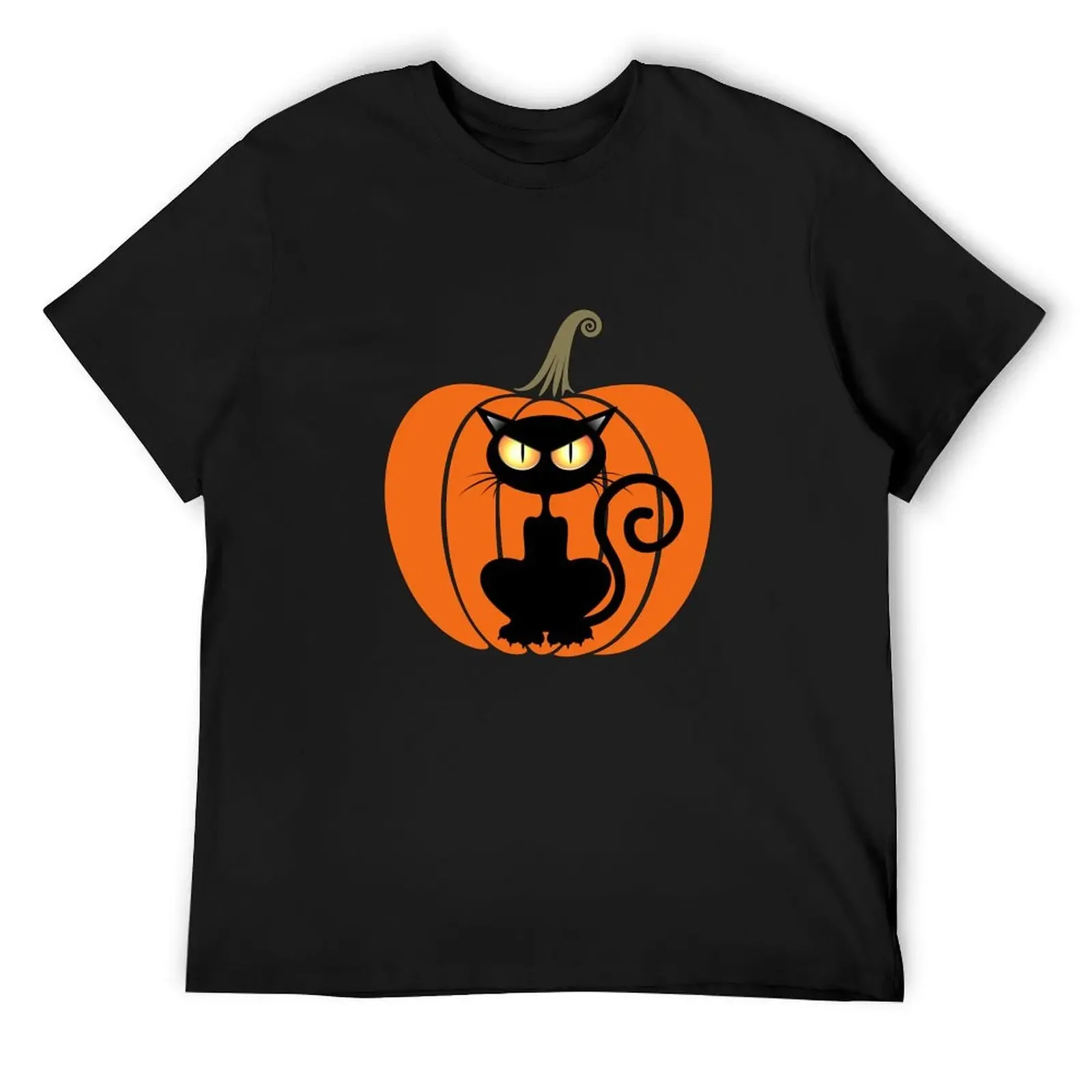 

A Sinister Halloween Pumpkin and Black Cat T-Shirt street wear baggy shirts cheap stuff anime fruit of the loom mens t shirts