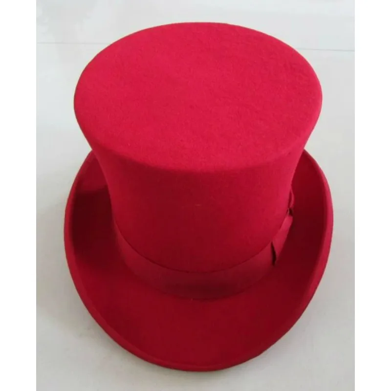 Cylinder Hat for Men British Style Wool Felt High Top 18cm Kapelusz Mad Hatter Women Magician Gentleman Sombrero Bowler Hoeden