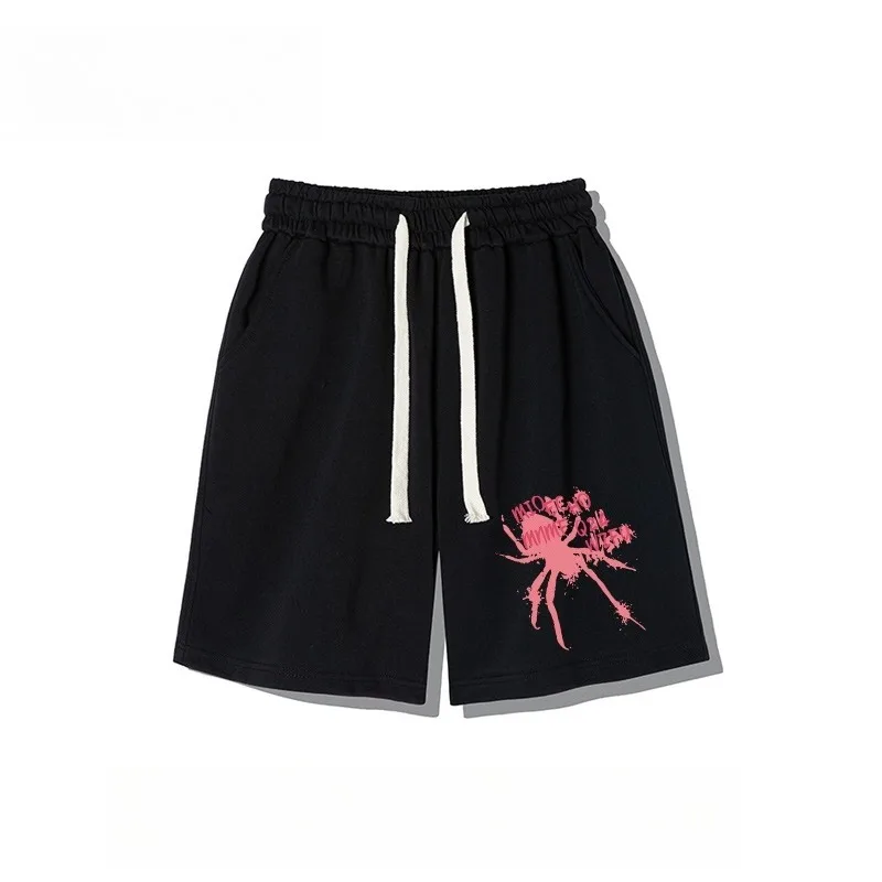 

Autumn Marvel Spider print drawstring casual shorts for men with a cool and stylish design loose straight leg sports pants