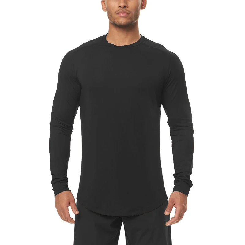 High Elastic Mens Fitness Sport Clothing Autumn Long Sleeve Tight Running Quick Dry Shirt Gym Bodybuilding Muscle Casual T-shirt