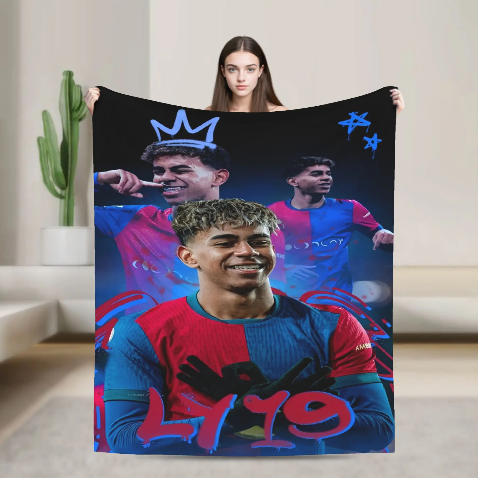 Soccer Number 19 Lamine Y-Yamal Blanket Flannel Spring/Autumn  Portable Super Soft Throw Blankets for Bedding Car Quilt