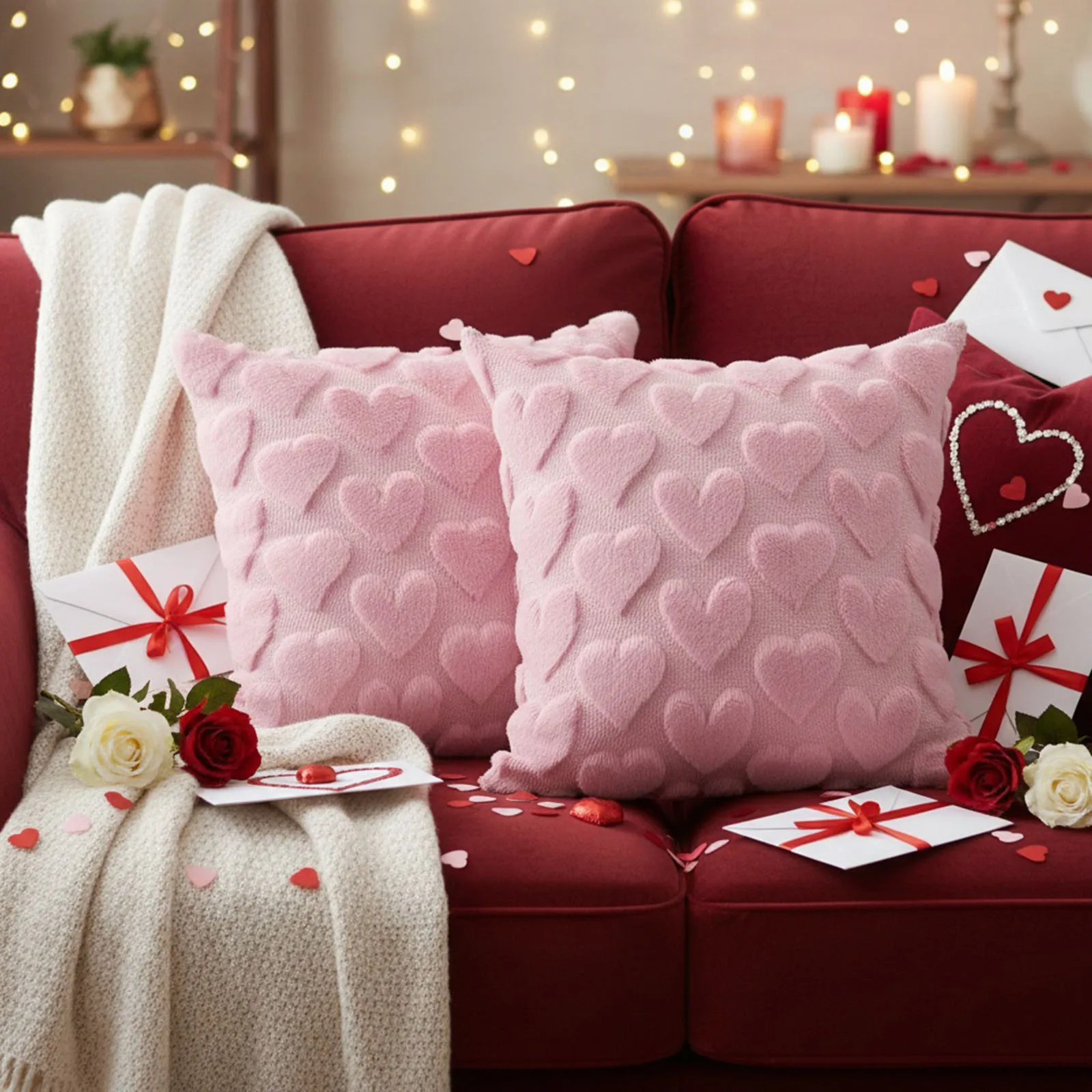 

Valentines Day Throw Pillow Covers Soft 18x18 Inch Set of 2 Throw Pillowcase for Bedroom Sofa Holiday Festivals