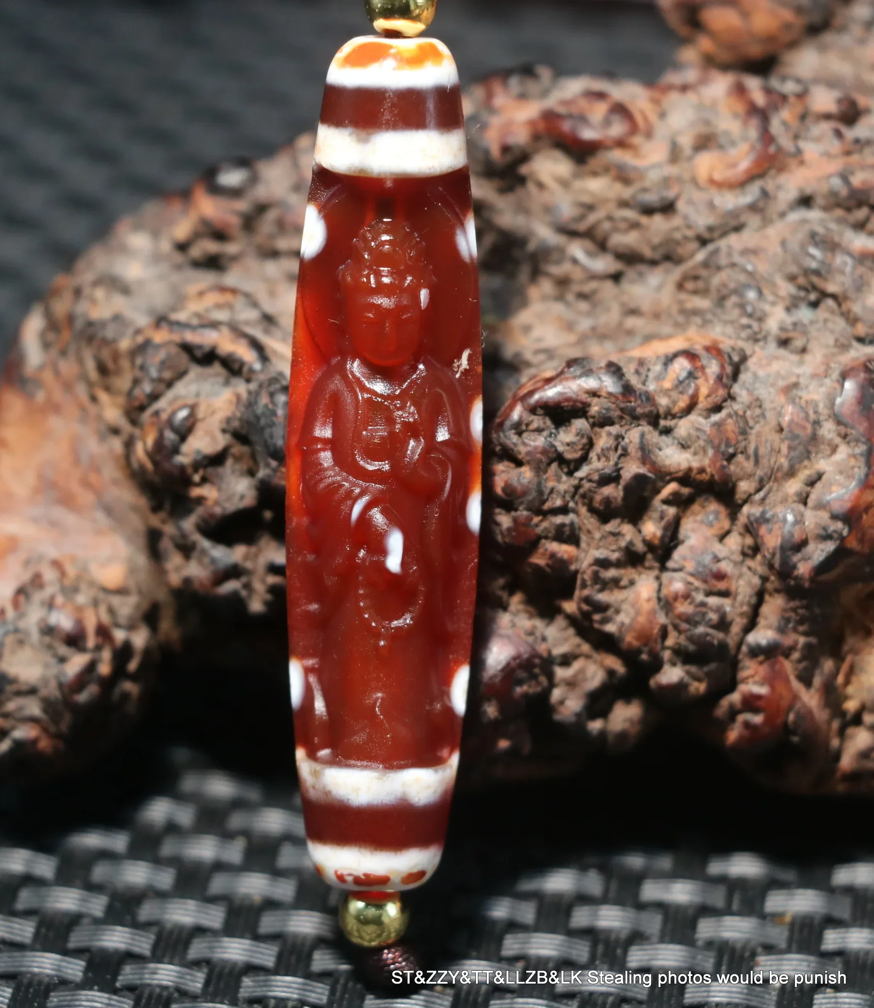 

Energy Tibetan Old Red Agate Sculptural Mercy Kwan Yin dZi Bead Pendant Amulet 3A+ Timestown UPD22
