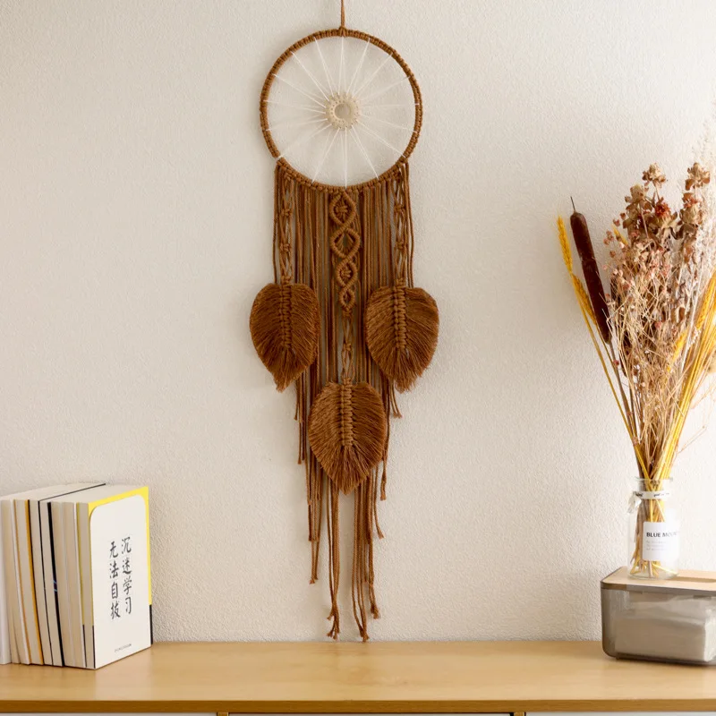 Double Layered Circular Leaf Tassel Dream Catcher, Hand Woven Living Room And Bedroom Wall Decorations, Holiday Gifts.