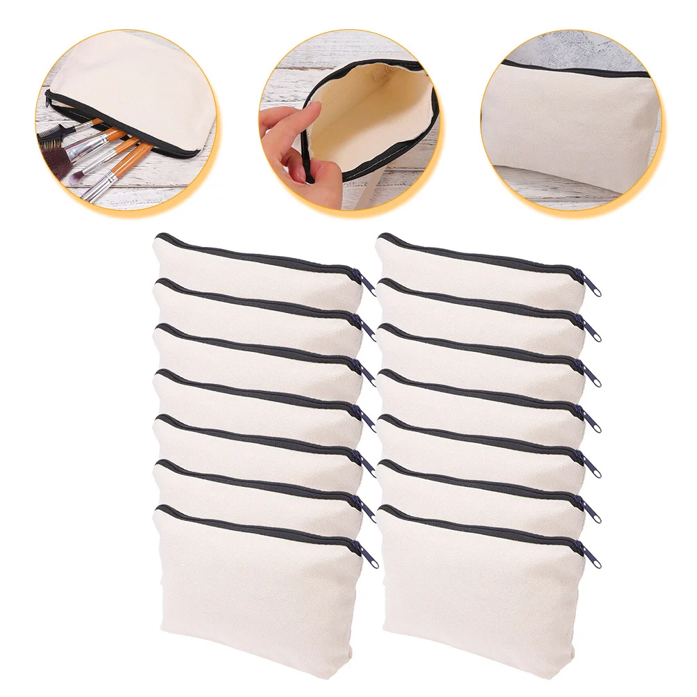 

14Pcs Pencil Pouch Aesthetic Canvas Zipper Pouch Small Makeup Bag for Business Trip Daily Use Cosmetics Organizer