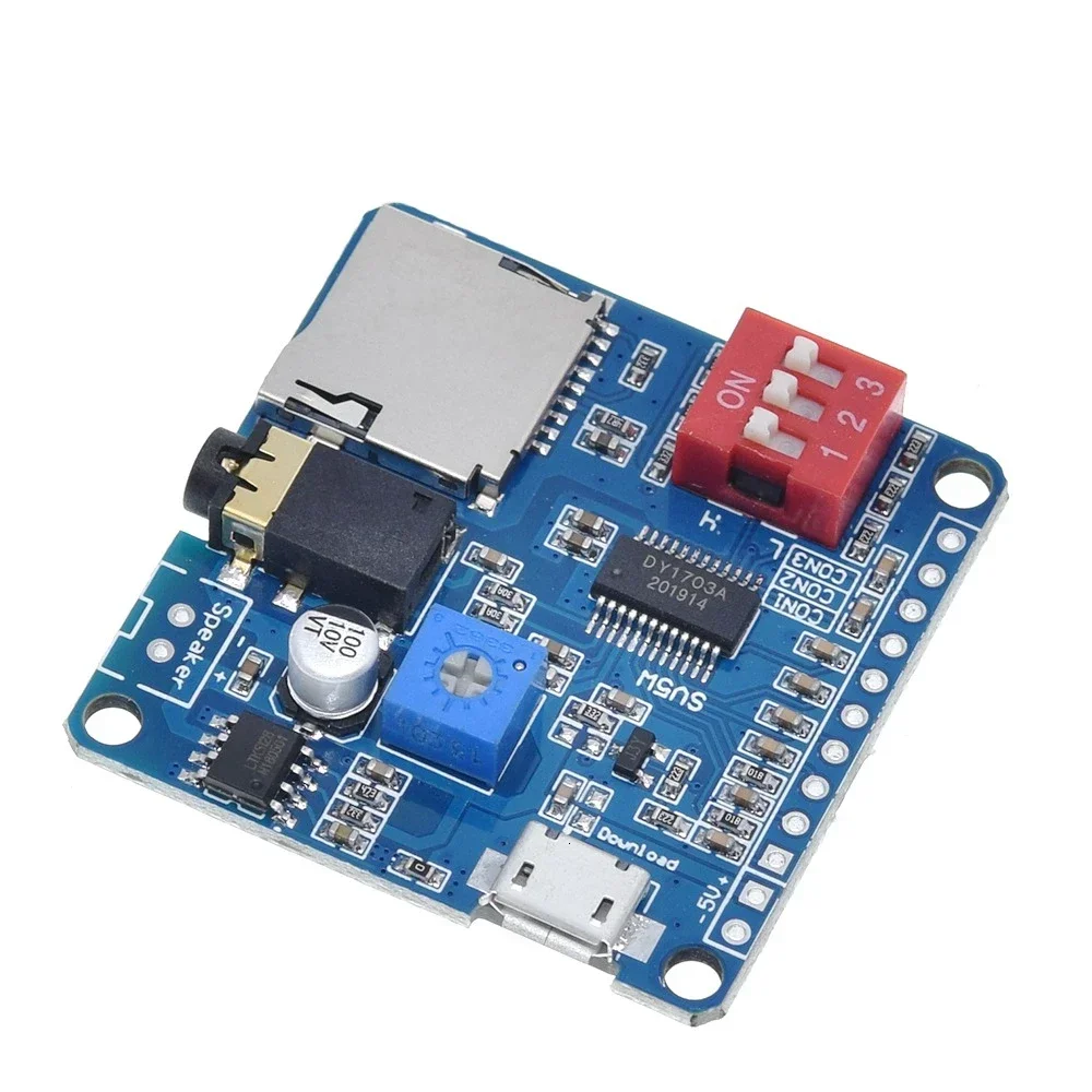 Voice Sound Playback Module Arduino MP3 Player Module UART I/O Trigger Class D Amplifier Board 5W 8M Storage DY-SV8F SD/TF Card