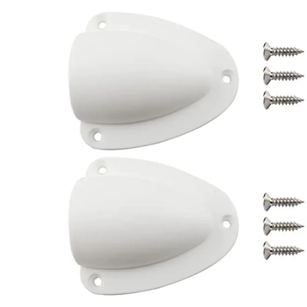 2PCS Marine Nylon White Clam Shell Vent Wire Cable Hose Vent Cover Boat Transducer Wiring Cover with Mounting Screws for Boat