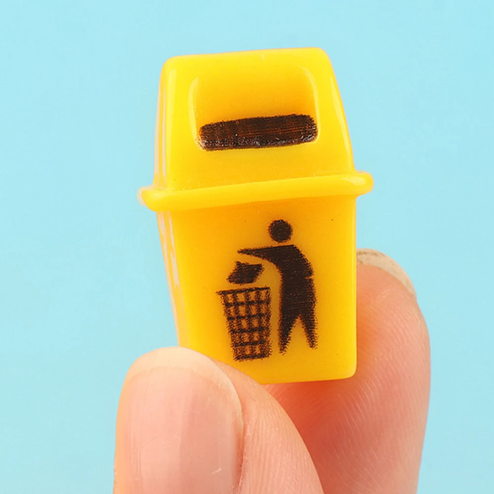 

12pcs Mini Trash Can Garbage Cans Small Wastebasket Model Tiny Dustbin Plastic Lid House Decor Bedroom Living Room