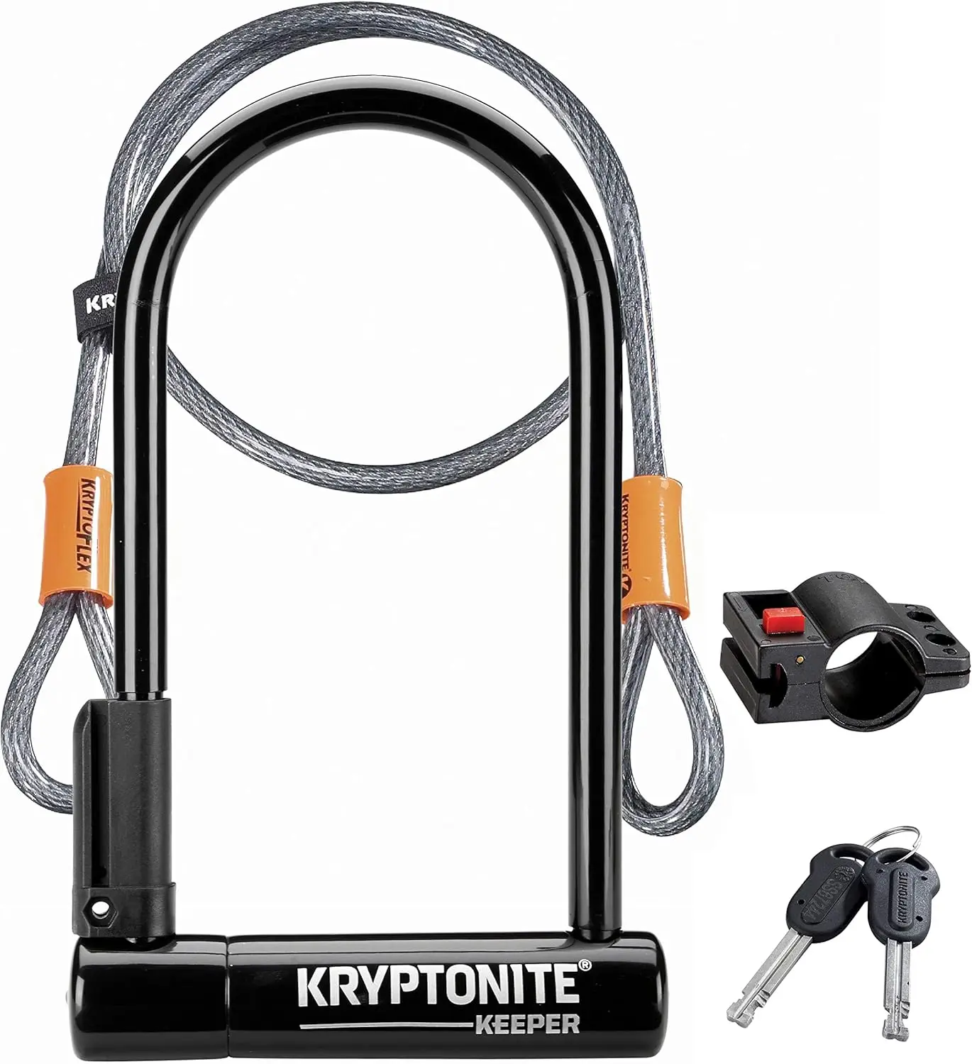 

Heavy Duty Anti-Theft Bicycle U Lock with 12mm Shackle, 10mm x4ft Security Cable, Mounting Bracket and Keys