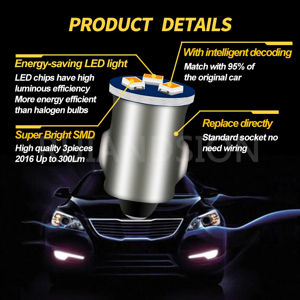 10X Car LED Lights Instrument Panel Dash Bulb BA7S LLB281 GLB281 3 SMD 12V Dashboard Lamp Auto Styling 0.48W 7 Colors