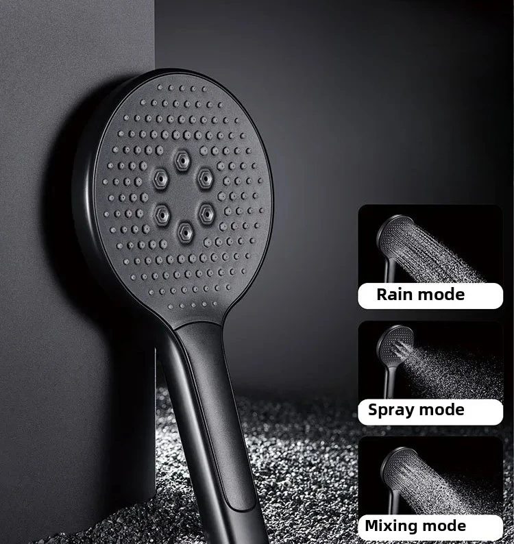 

10 Inch Black Circular Shower Head - Bathroom Air-Pressurized Water-Saving Starry Lotus Top Spray