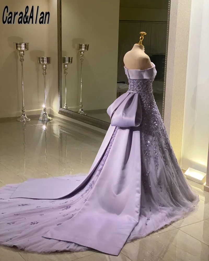 Modest A Line Lilac Evening Dresses With Floral Applique Formal Prom Gowns Arabic Dubai Wedding Guest Dress For Women Customized