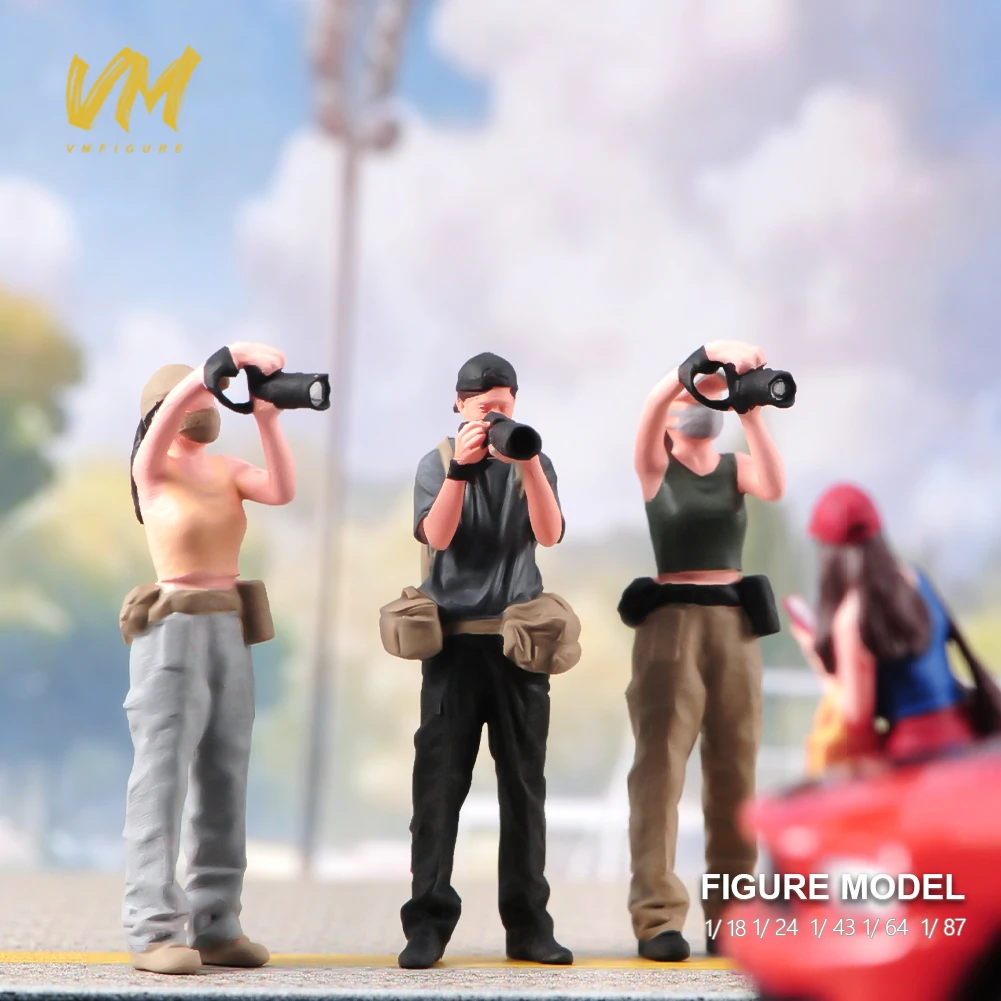 

Painted Miniatures 1/18 1/24 1/43 1/64 1/87 A Group Of Professional Photographers Unpainted Figure Model Toys View Decoration