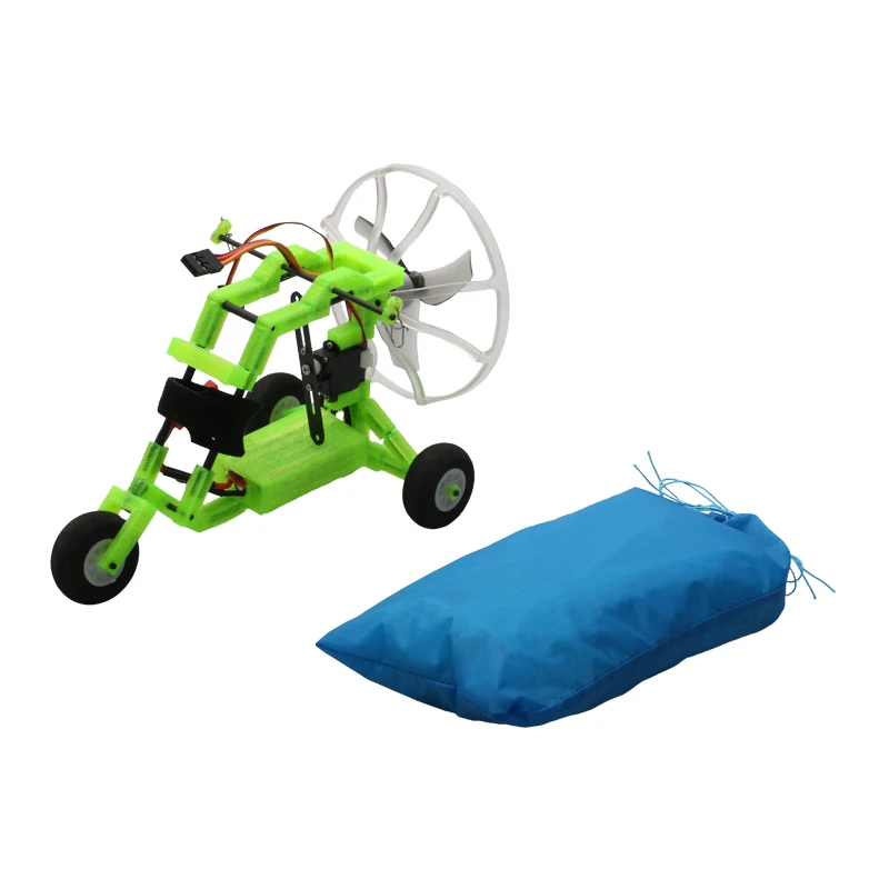 1Set 98cm RC Paraglider Kit 30D Nylon Paragliding Canopy + Powered Wheel Parachute Vehicle for Outdoor Hobbys Aerobatics Flying