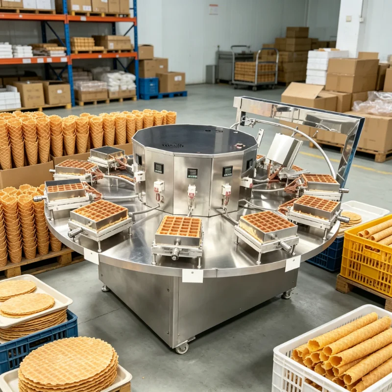 Custom Crispy Waffle Egg Roll Ice Cream Cone Production Line Multifunctional Commercial Crepe Making Machine