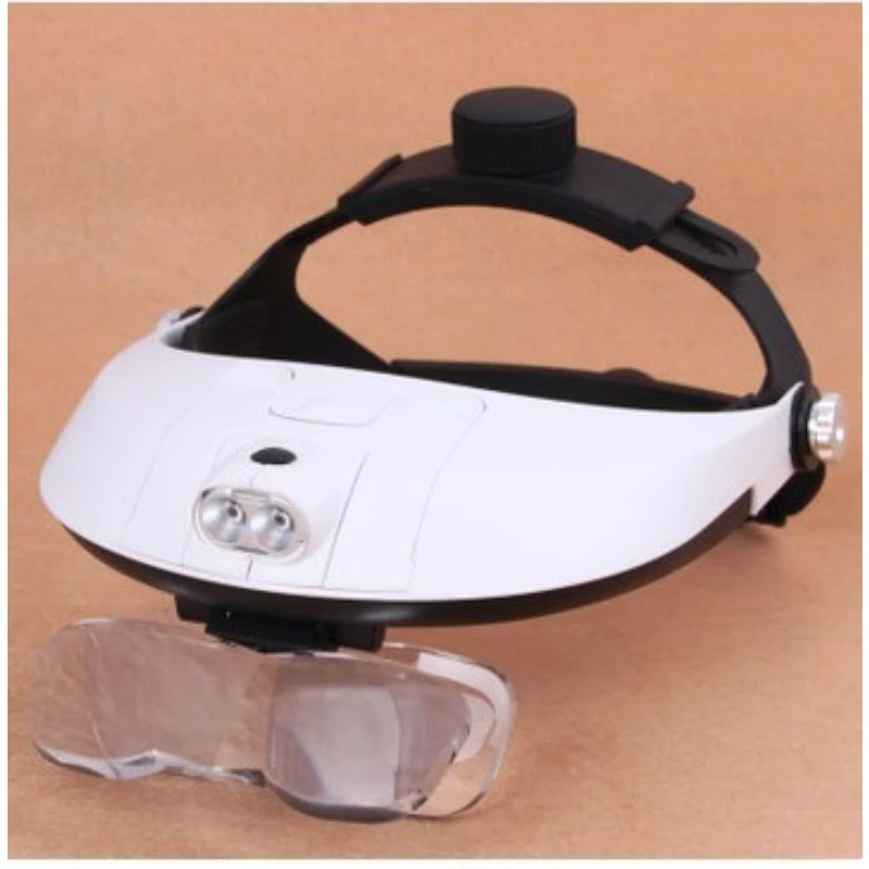 Wearing Style LED Magnifying Glass Reading Repair Inspection Welding Magnifier W/ 2 Ways Power Supply Loupe