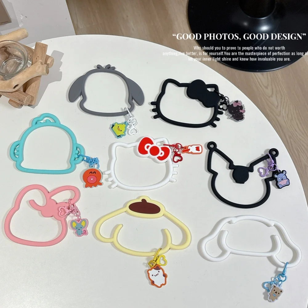 Sanrio Cute  HelloKitty Kuromi My Melody Style Mobile Phone Lanyard Soft Tape Gasket Silicone Small Anime For All Smartphones