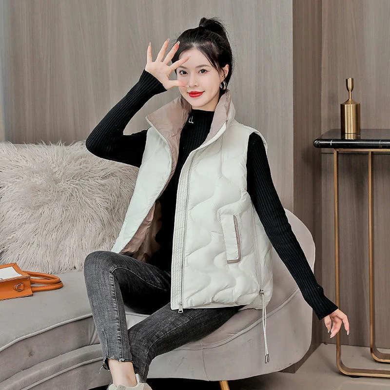 

Wash Free Down Cotton Fashion Waistcoat Women 2024 Autumn Winter New Korean Version Of Loose Foreign style Vest Back Heart