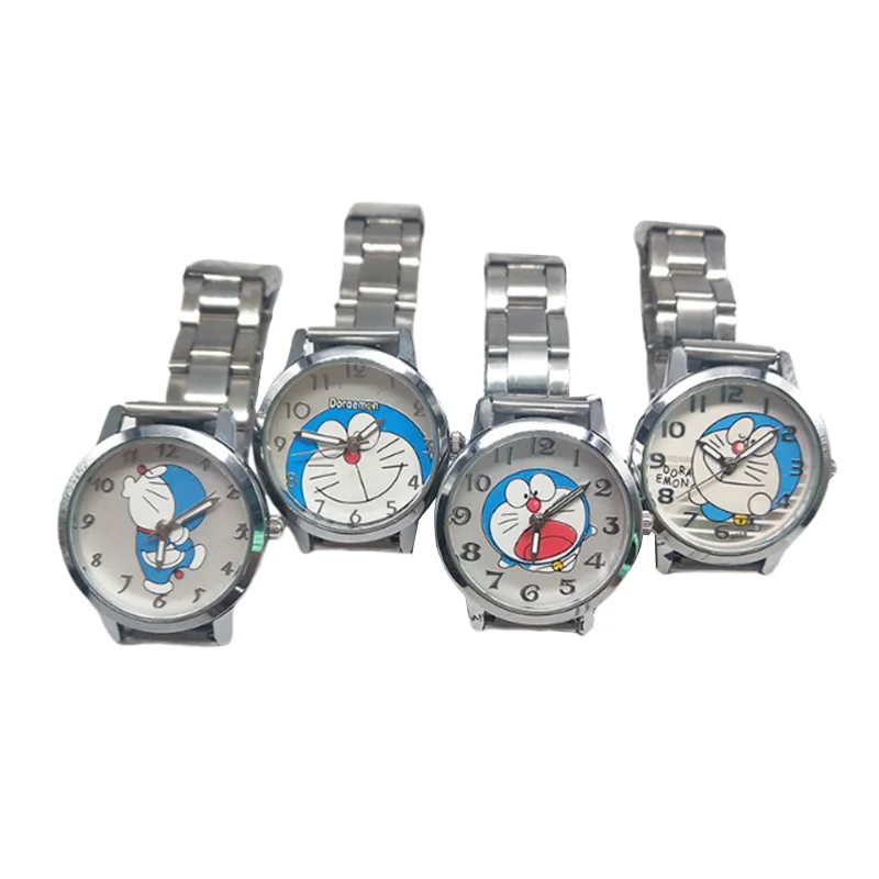 Miniso Anime dibujos animados Doraemon redondo cuarzo niños niñas estudiantes reloj moda correa de acero inoxidable reloj de pulsera regalo de Navidad