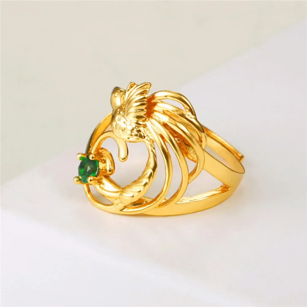 New Minimalist 316L Stainless Steel 18k Gold Plated Ring Phoneix Bird of Paradise Ring for Men Women Papua New Guinea Jewelry