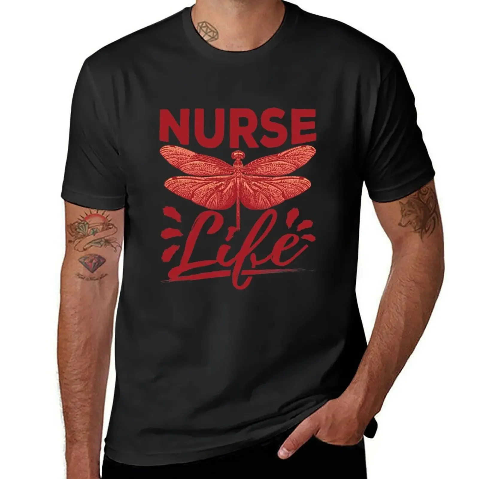 

Nurse Life Dragonfly Theme T-Shirt customs boys whites compression shirt men