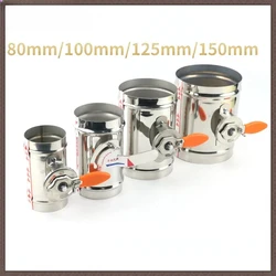 Stainless Steel 201 Manual Air Damper Check Valve Ventilation Duct Vent With Handle Diameter 80mm/100mm/125mm/150mm
