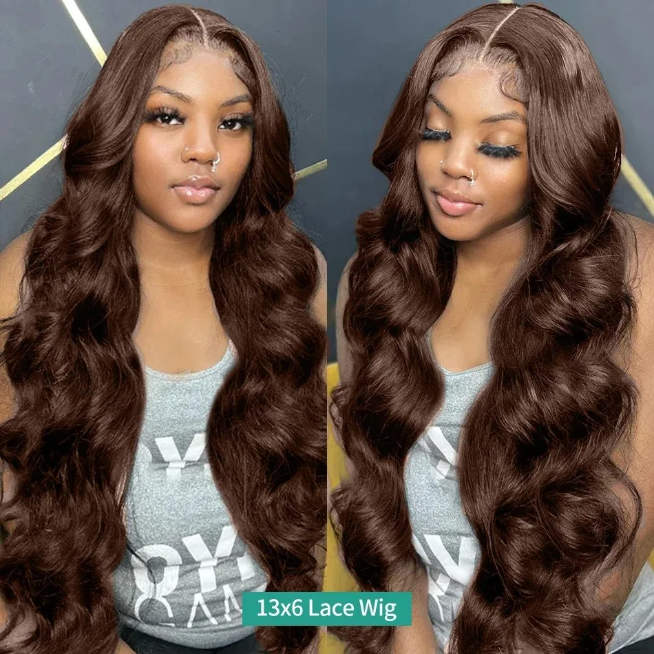 Body Wave Chocolate Brown Remy Wig 13x4 HD Lace Front Wigs Human Hair 180% Density Transparent Lace Frontal Human Hair Wigs