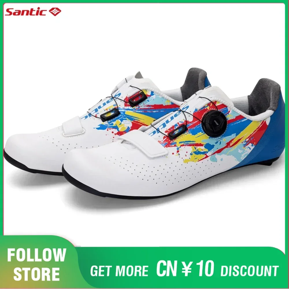 Santic 2025 New Glass Fiber Nylon Sole Cycling Shoes Men Outdoor Pro Road Racing Shoes Auto-lock Road Riding Bicycle Sneakers