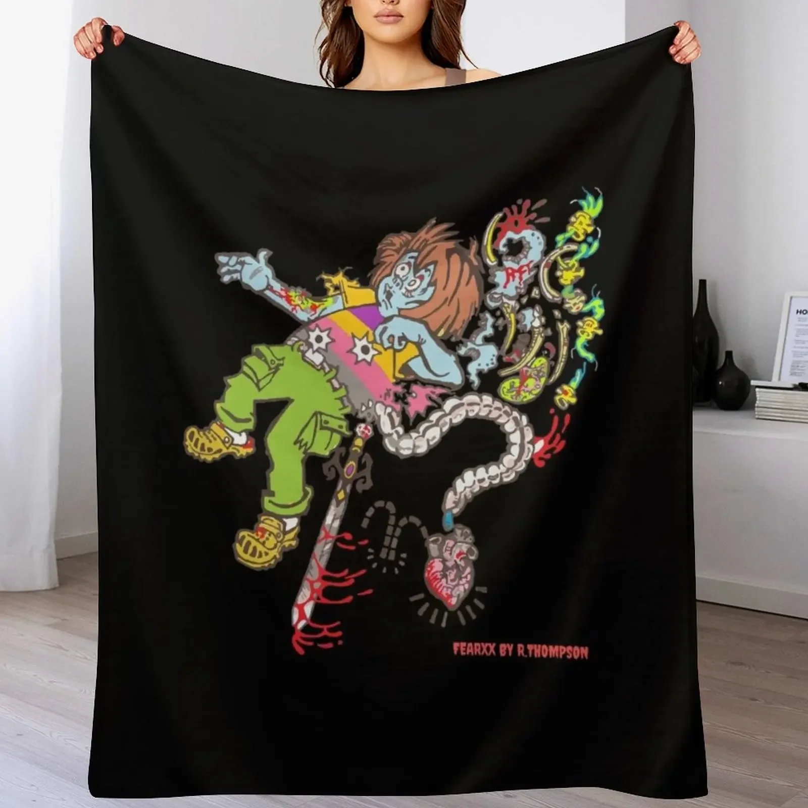 

Exploding Zombie Boy from Original IIllustration of Two Dead Boys- Went Out to Fight Throw Blanket Geometric pattern blanket