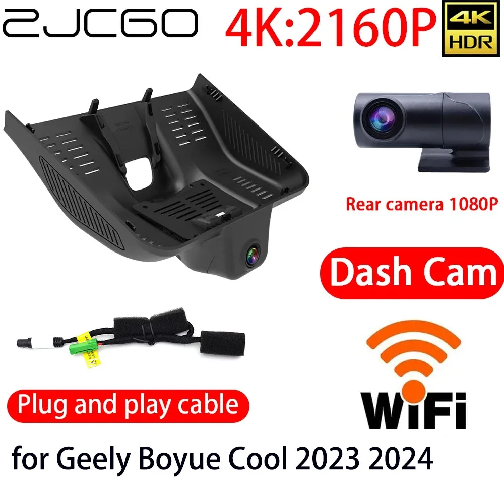 

ZJCGO 4K DVR Dash Cam Wifi Front Rear Camera 24h Monitor For Geely Boyue Cool 2023 2024