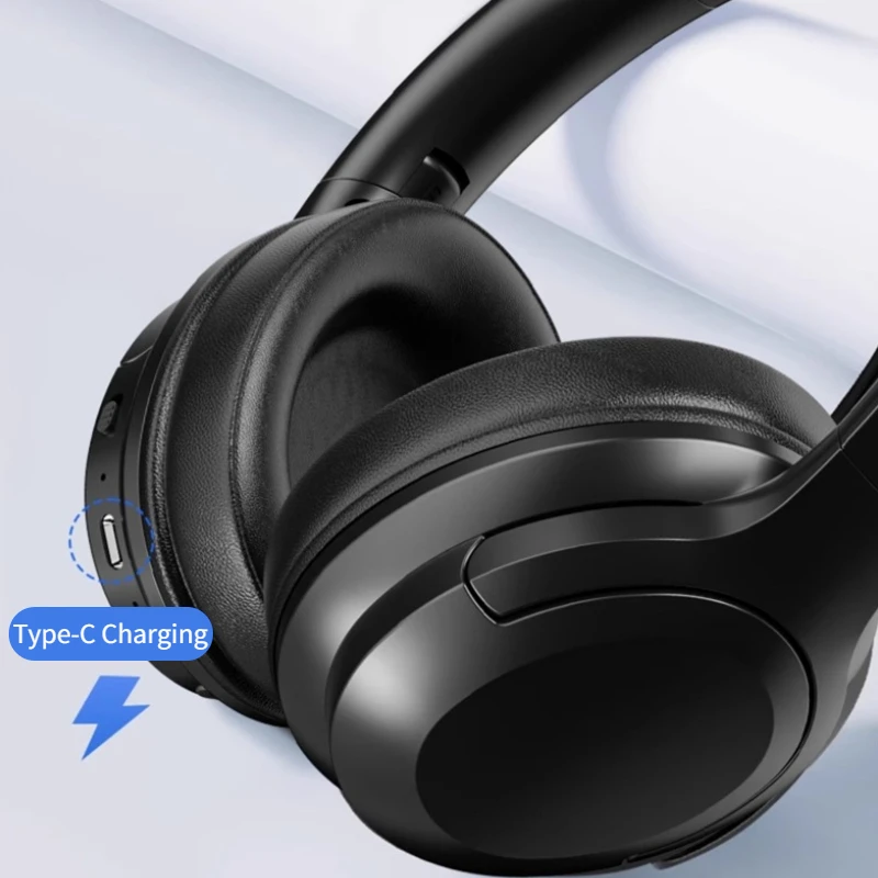 سماعات بلوتوث لاسلكية فوق الأذن، سماعات ستيريو HIFI للحد من الضوضاء، سماعات ألعاب رياضية، مشغل موسيقى مع هدايا ميكروفون