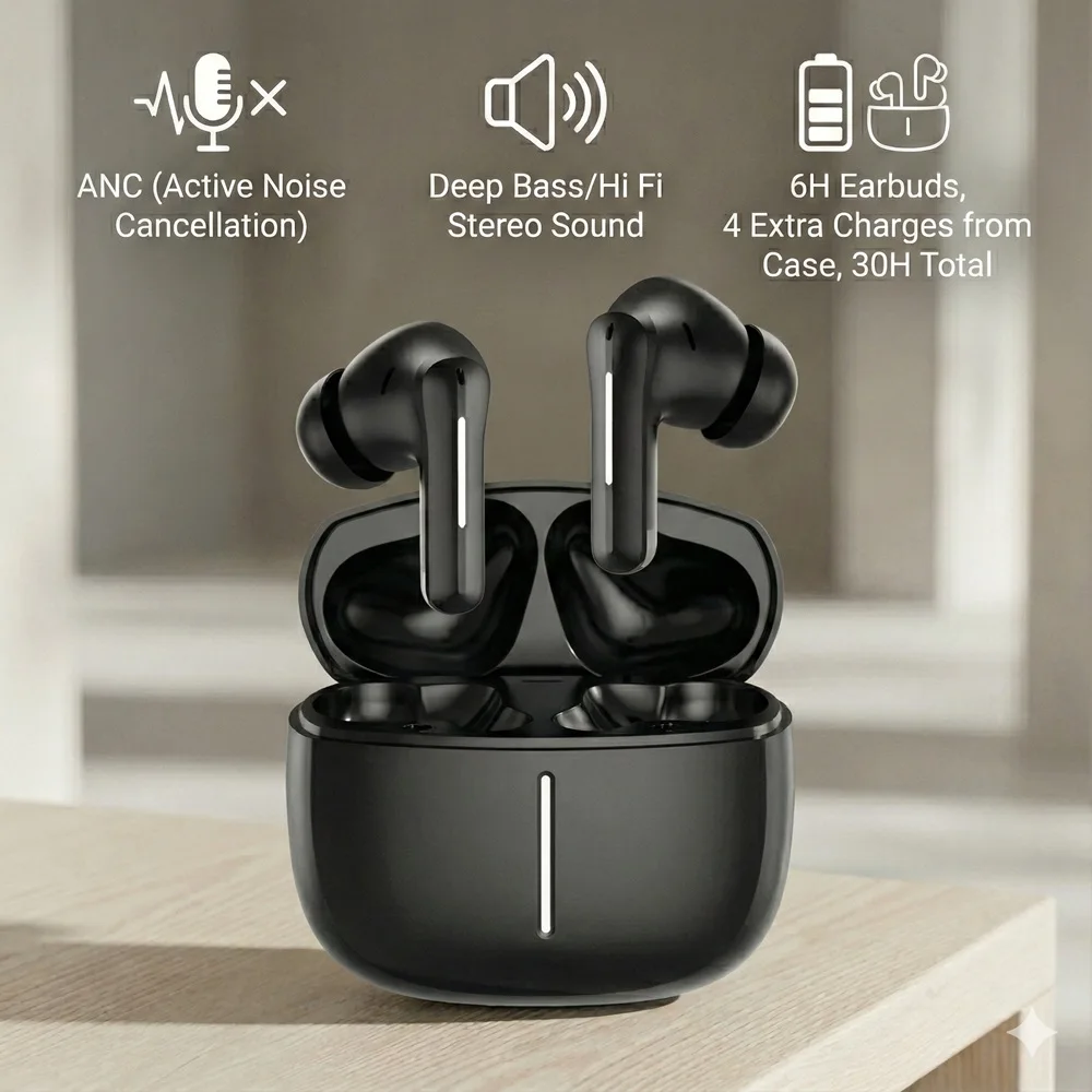 

Original Wireless Active Noise Cancellation earbuds Bluetooth Hi-Fi Stereo 24H Endurance Low Latency for workout sports running