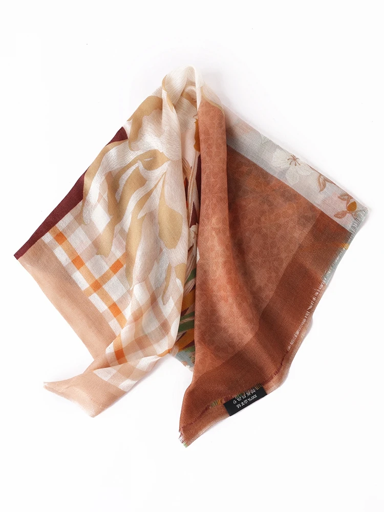 

Women Ultra-Thin Pure Cashmere Printed Square Scarf 70x70 Elegant Floral Neck Scarf Lightweight Soft Breathable Shawl 4 Colors