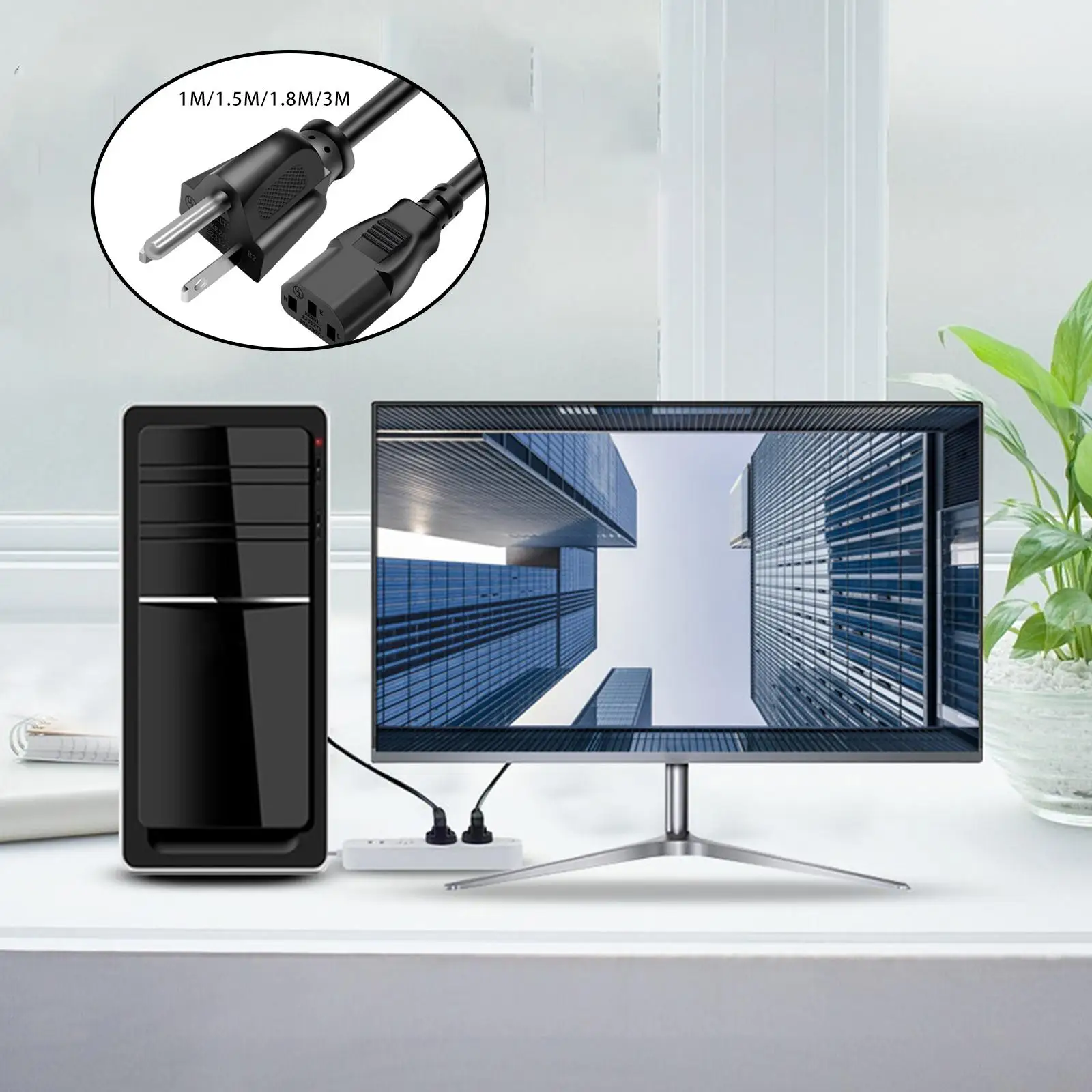US Plug Power Line AC Power Supply Adapter Cord US Plug Extension Cable AC Adapters for Home Office Camcorders