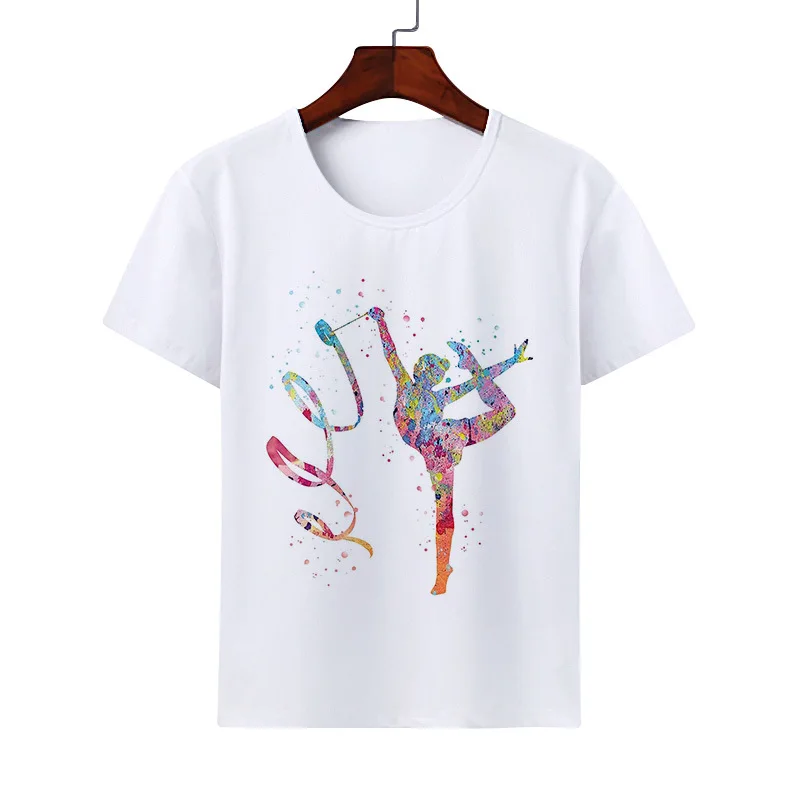 Amor arte ballet dos desenhos animados menina crianças camiseta verão crewneck manga curta topo roupas de família crianças