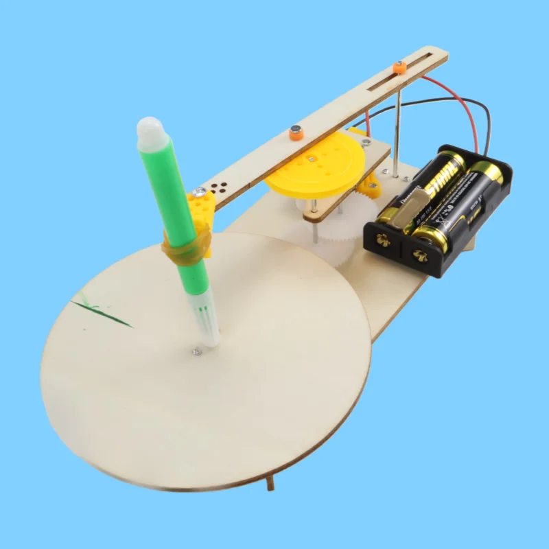 DIY Creative wooden electric plotter Drawing Robot STEM Kids Model Automatic Painting Science Electronics Kits Experiment