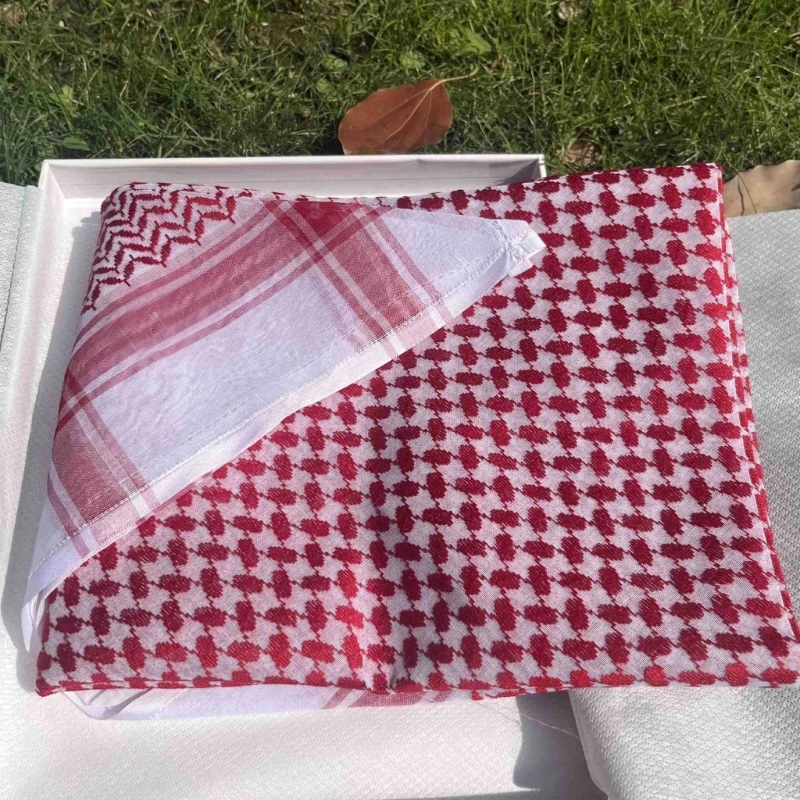 Men Large Arab Shemagh Headscarf Women Cotton Keffiyeh Scarf Outdoor Tactical Desert Dustproof Neckerchief Shawl Daily Wear