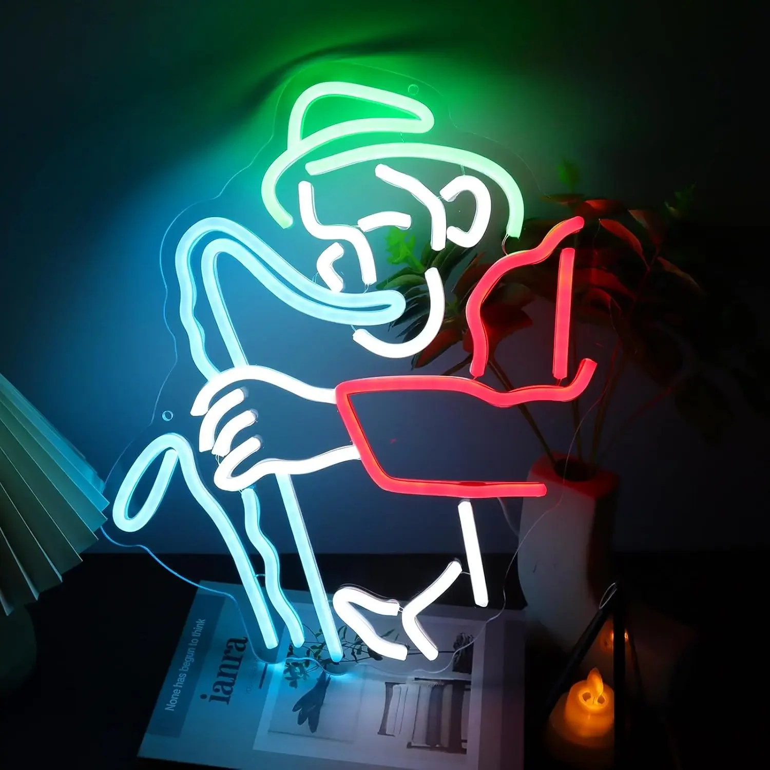  Musician Man With Saxophone Neon Light Sign USB Dimmable LED Neon Sign Wall Decoration for Bedroom Gameroom Party Gifts