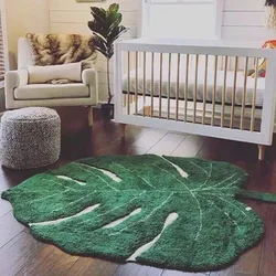 Top Quality Ins Irregular Leaf Soft Carpet Coffee Table Carpets Living Room Decoration Bedroom Green Mats Kids Bedside Area Rug