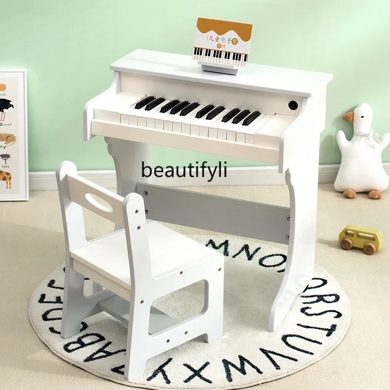 

Children's 25-key piano wooden electronic organ music toy can play baby little girl beginner home