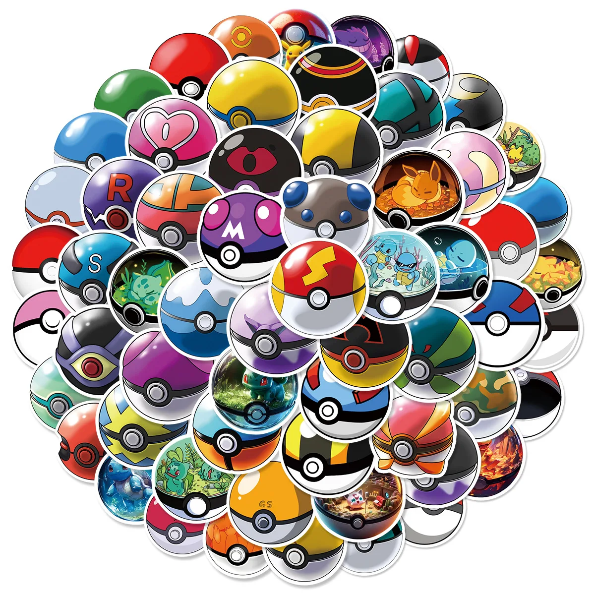 10/30/60PCS Cartoon Pokémon Ball Anime Sticker DIY Decoration Waterproof Skateboard Notebook Graffiti Toy