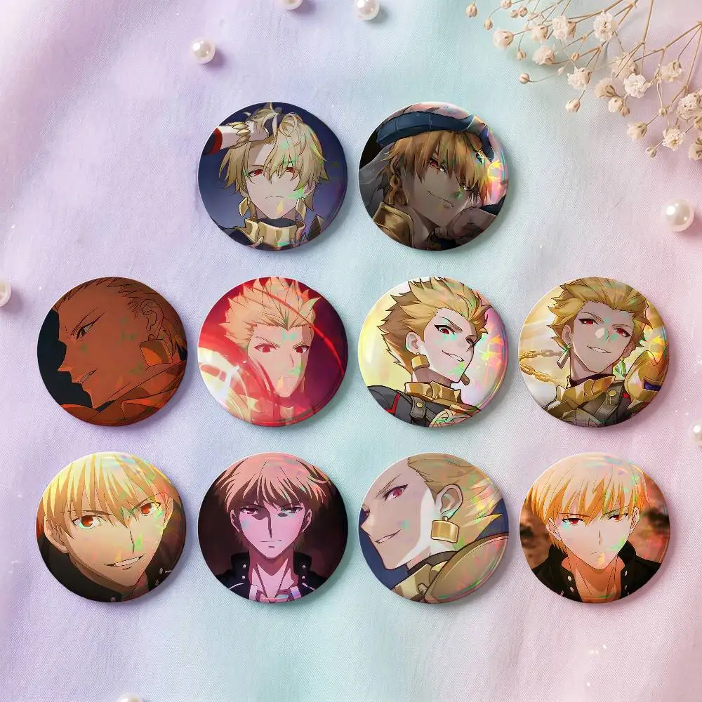 1pc Gilgamesh Anime F-ate Stay Night Cartoon Style Badge Brooches On Backpack Decoration Round Enamel Pins For Accessorys