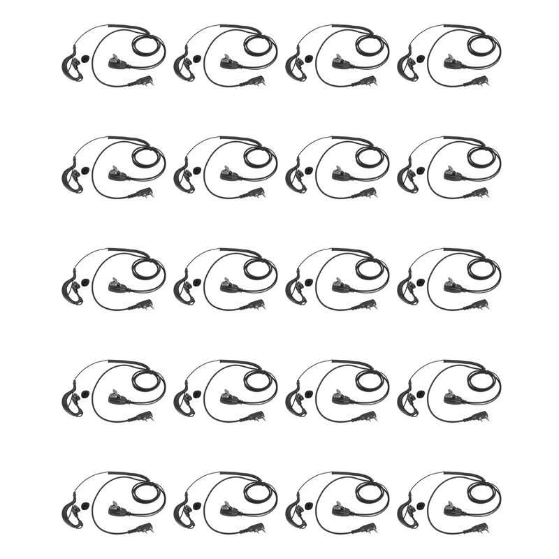 20X 2Pin G Shape Earpiece PTT MIC Ear Hook Headset for Radio
