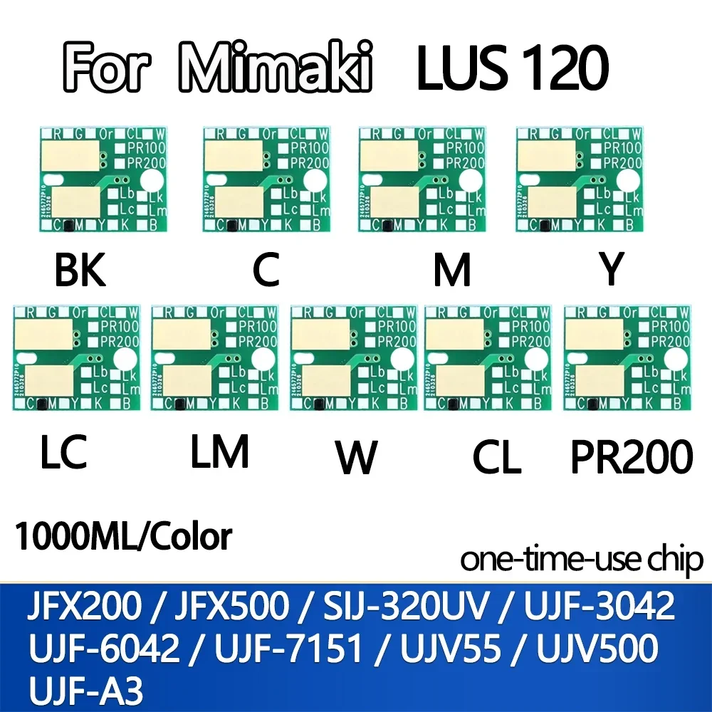 LUS 120 LUS120 JFX200 رقاقة الحبر لمرة واحدة استخدام رقاقة 1000 مللي لميماكي JFX500 SIJ-320UV UJF-3042 UJ-F6042 UJF7151 UJV55 UJV500 UJFA3