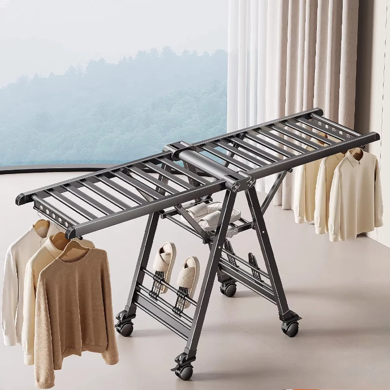 

Folding Drying Rack Household Aluminum Alloy Floor Indoor Balcony Quilt Drying Artifact