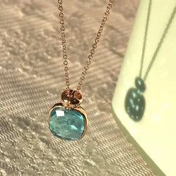 Classic  Pendant Necklace for Women Light Blue Topaz Pendant Candy Color Perfume Bottle Shape Elegant Fashion Jewelry